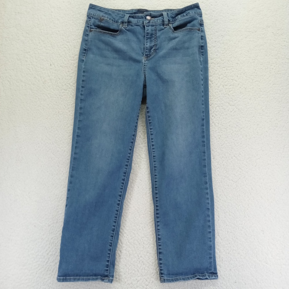 Talbots Heritage Straight Leg Jeans Medium Wash Blue Denim Size 6 Stretch